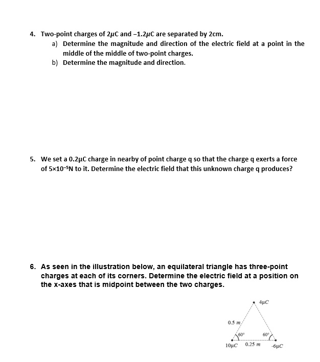 Two-point charges of 2 mu C and -1.2 mu C are separated by 2cm ...