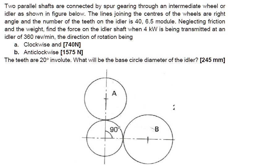 SOLVED Two parallel shafts are connected by spur gearing through an