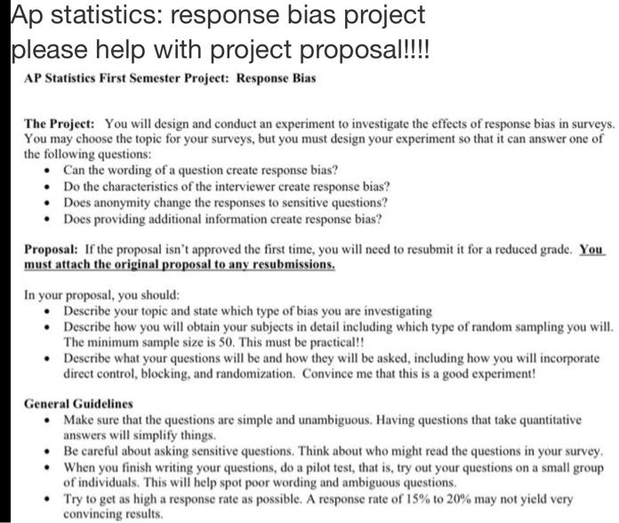 statistics project proposal