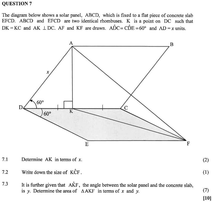 please help its urgent question 7 the diagram below shows a solar panel ...