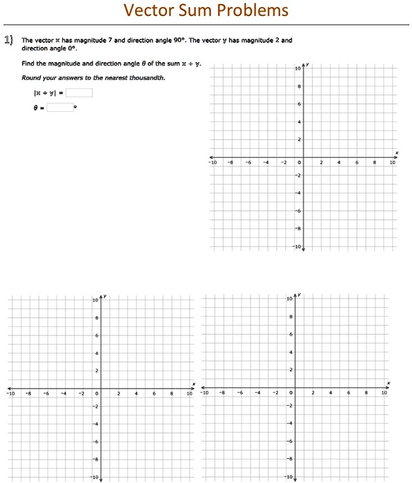Vector Sum Problems 1) The vector x has magnitude 7 and...
