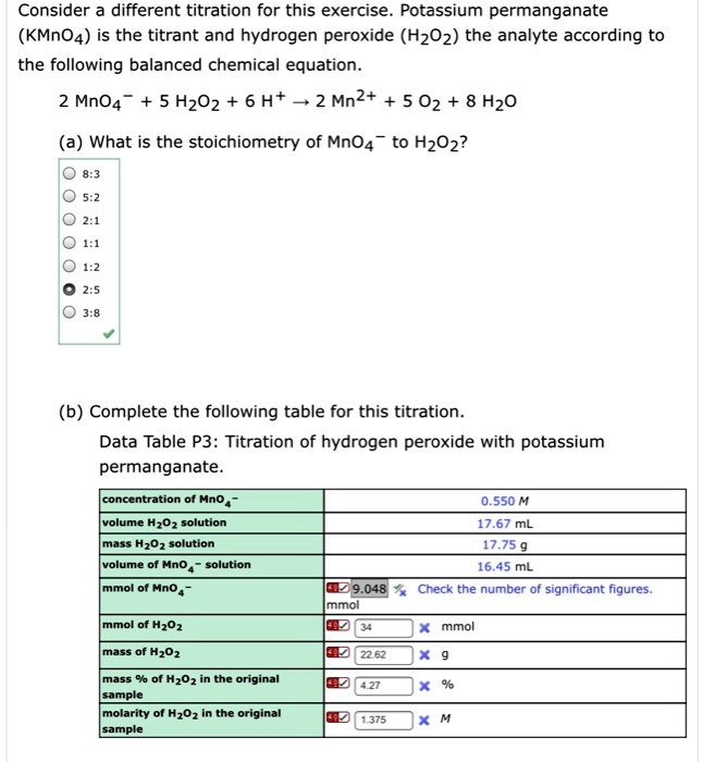 Solved Consider Different Titrations For This Exercise Potassium Permanganate Kmno4 Is The 9024