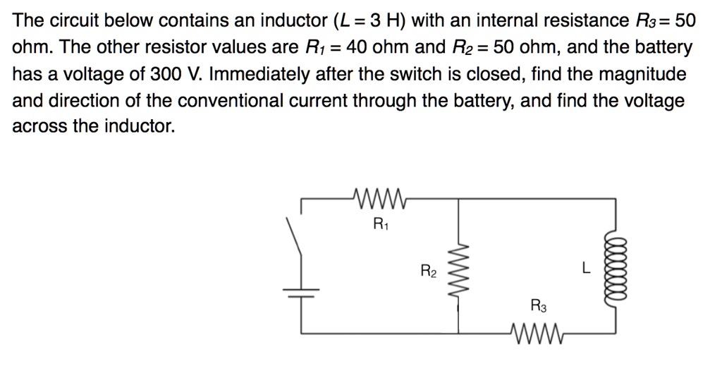 SOLVED: The circuit below contains an inductor (L= 3 H) with an ...