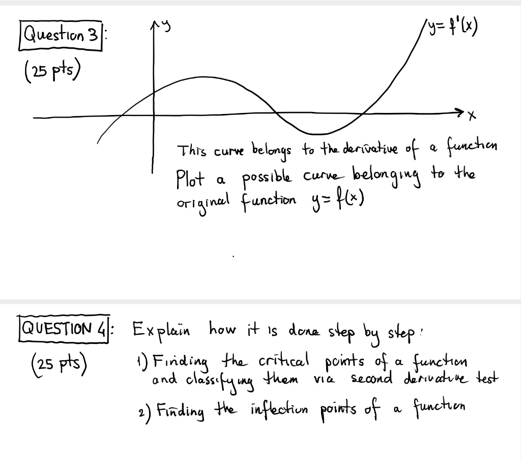 Solved Uestlon 3 Y X 25 Pts This Curvt Belongs To Th Deriveliue F Funhon Plot A Possibl Curve Belongi 3 Te 4he Or 3inel Functon 4 Hc Iquestion Explain How I Is