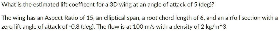 SOLVED: What is the estimated lift coefficient for a 3D wing at an ...