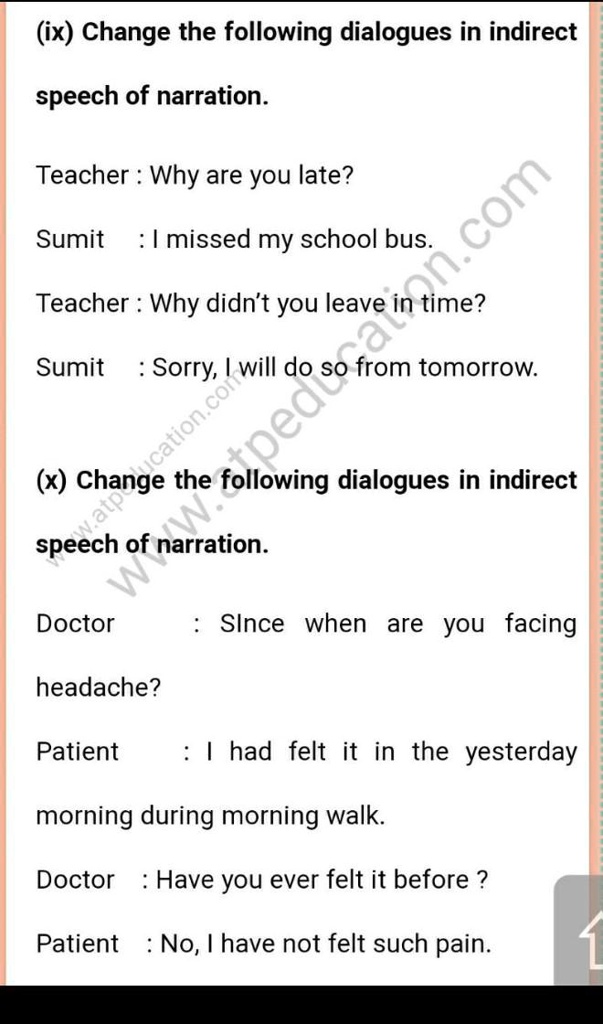 dialogue writing in indirect speech