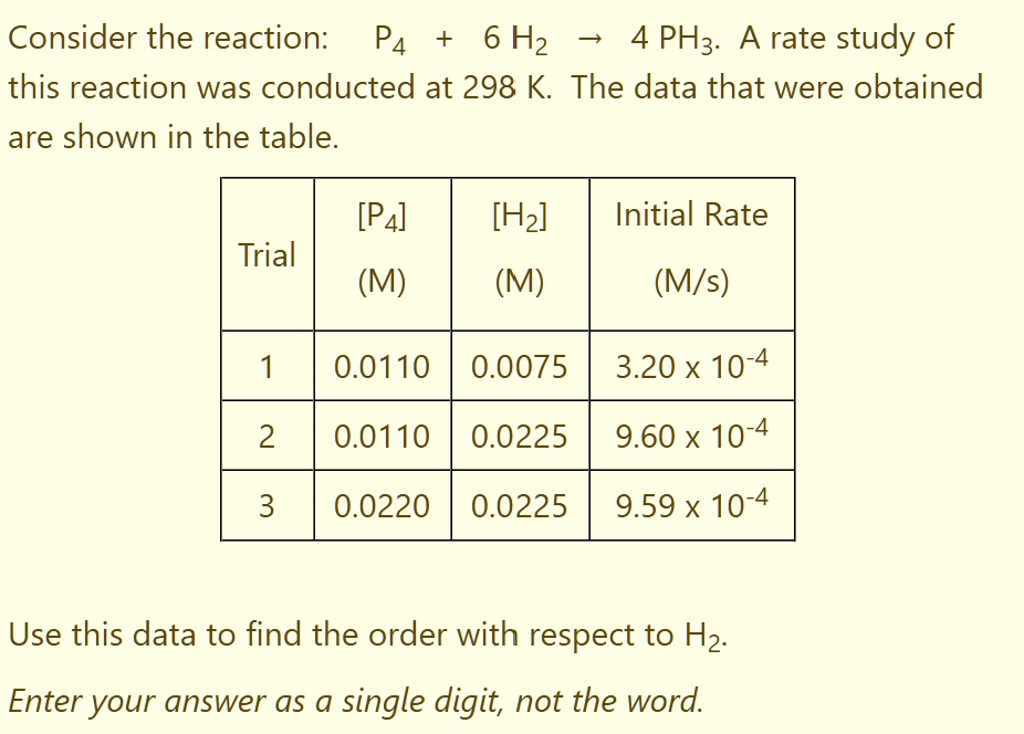 SOLVED Consider The Reaction P4 6 Hz 4 PHz A Rate Study Of This solved-consider-the-reaction-p4-6-hz-4-phz-a-rate-study-of-this