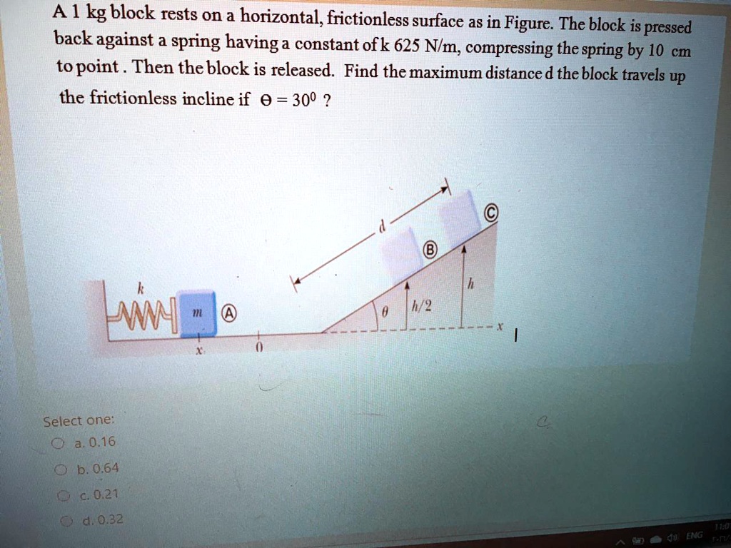 A 1 kg block rests on a horizontal, frictionless surf… SolvedLib