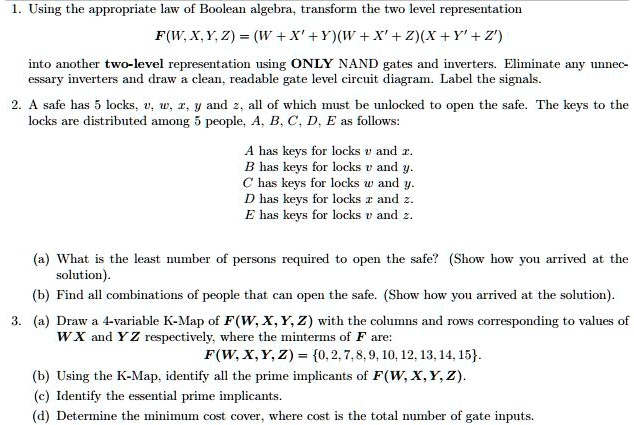 Solved Using The Appropriate Law Of Boolean Algebra Transform The Two