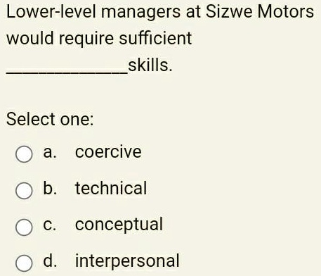 texts lower level managers at sizwe motors would require sufficient ...