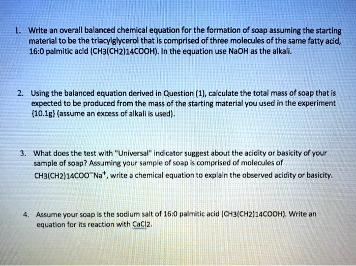 SOLVED Write an overall balanced chemical equation for the formation