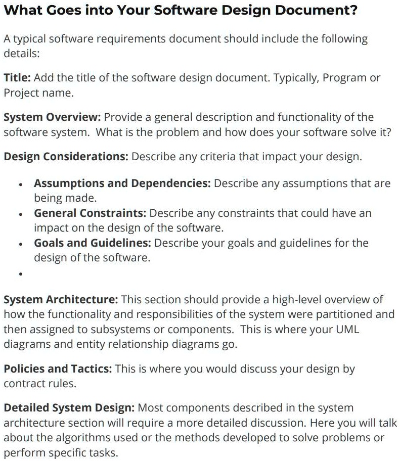 design documents required 1 functional design what it will do not how ...