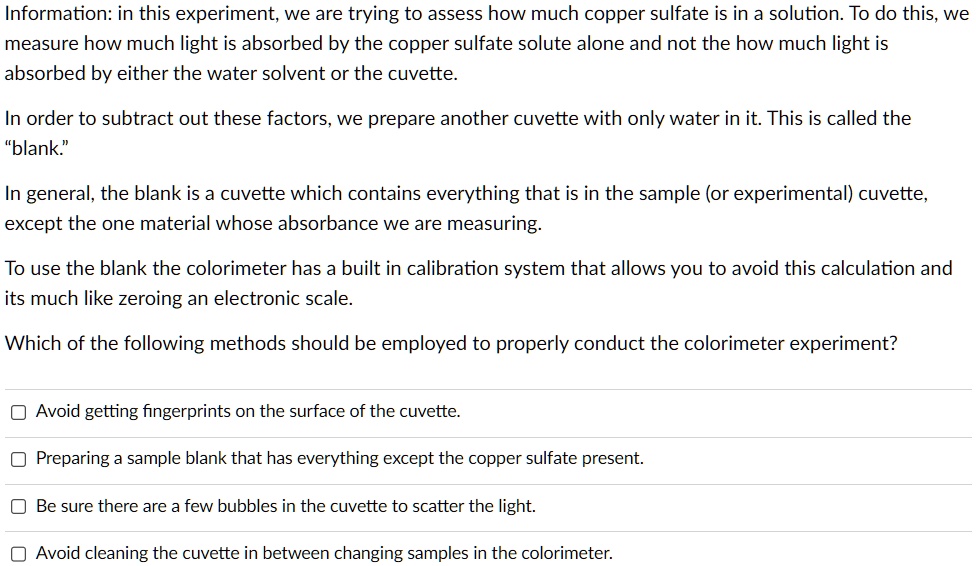 SOLVED Information in this experiment, we are trying to assess how