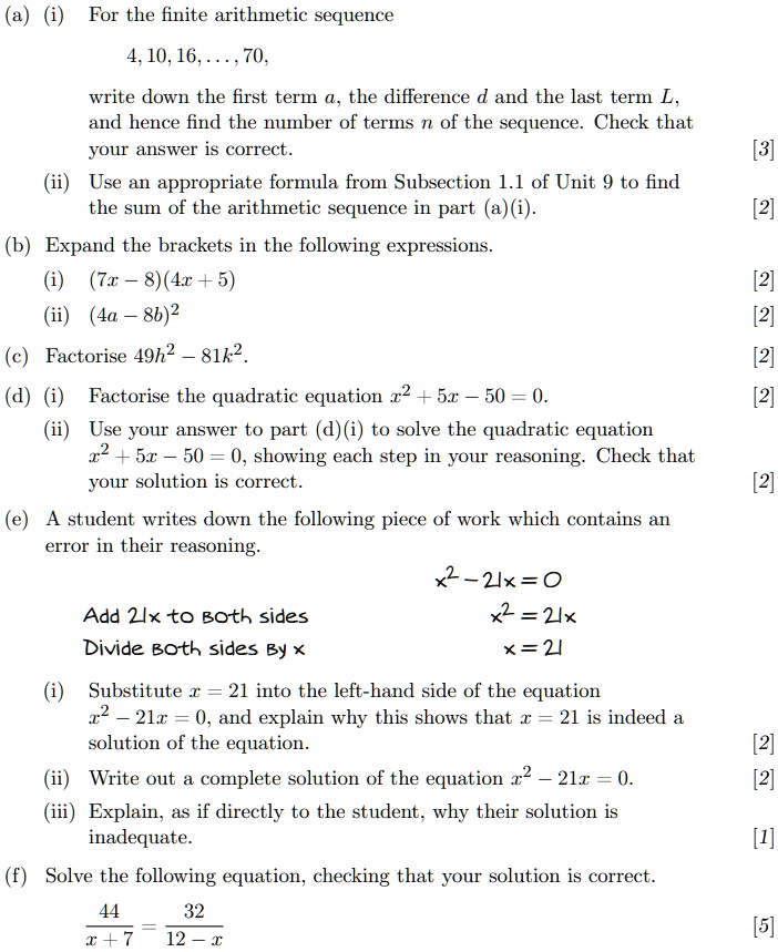 For the finite arithmetic sequence 41016 70 write down the