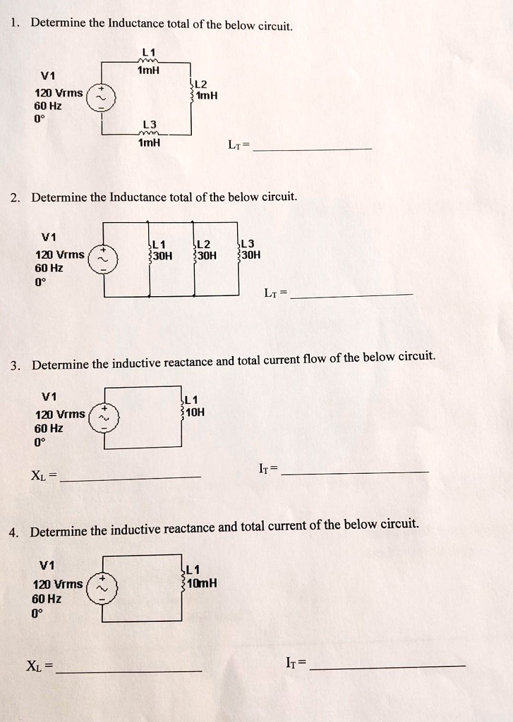 Determine the total inductance of the circuit below. ImH V1 120 Vrms 60