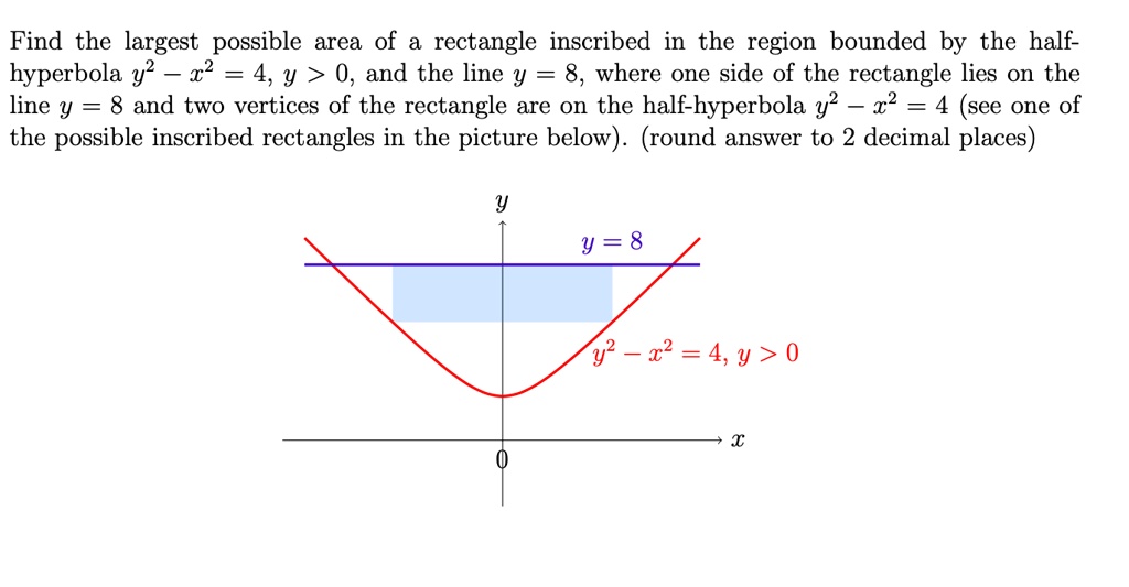 SOLVED Find the largest possible area of a rectangle inscribed in the