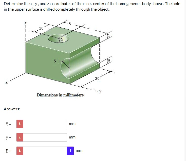 Solved determine the x y and z coordinates of the mass center of