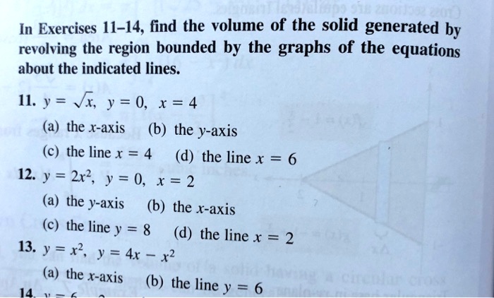 Solved In Exercises 11 14 Find The Volume Of The Solid Generated By Revolving The Region