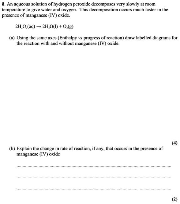 An aqueous solution of hydrogen peroxide very slowly at room