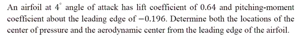SOLVED: An airfoil at a 4Â° angle of attack has a lift coefficient of 0 ...