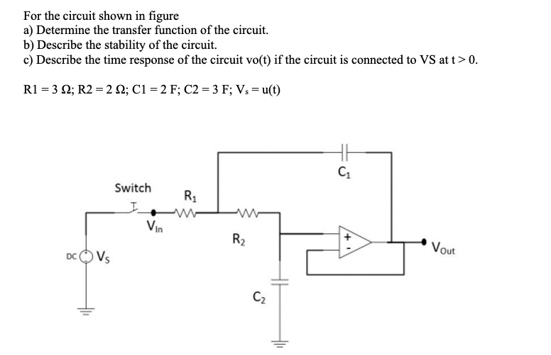 SOLVED: For the circuit shown in Figure A, determine the transfer ...