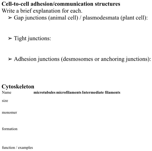 SOLVED Celltocell structures Write a brief explanation for each Gap