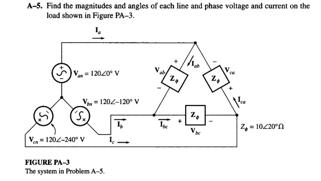 A-5. Find the magnitudes and angles of each line and phase voltage and ...