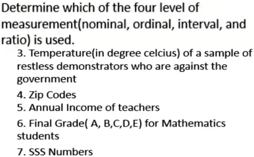 solved-determine-which-of-the-four-levels-of-measurement-nominal