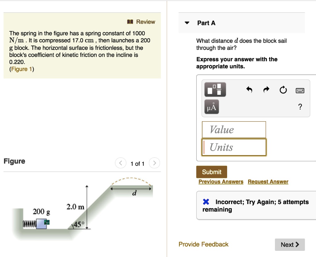 SOLVED: Review Part A The spring in the figure has a spring constant of ...