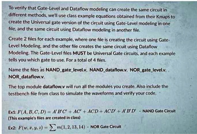 To verify that Gate-Level and Dataflow modeling can create the same ...