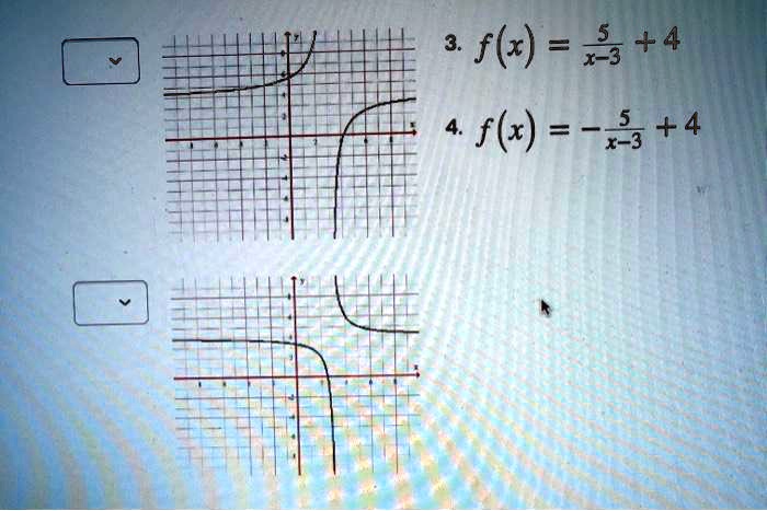 3. f(x) = frac5x-3 + 4
4. f(x) = -frac5x-3 + 4