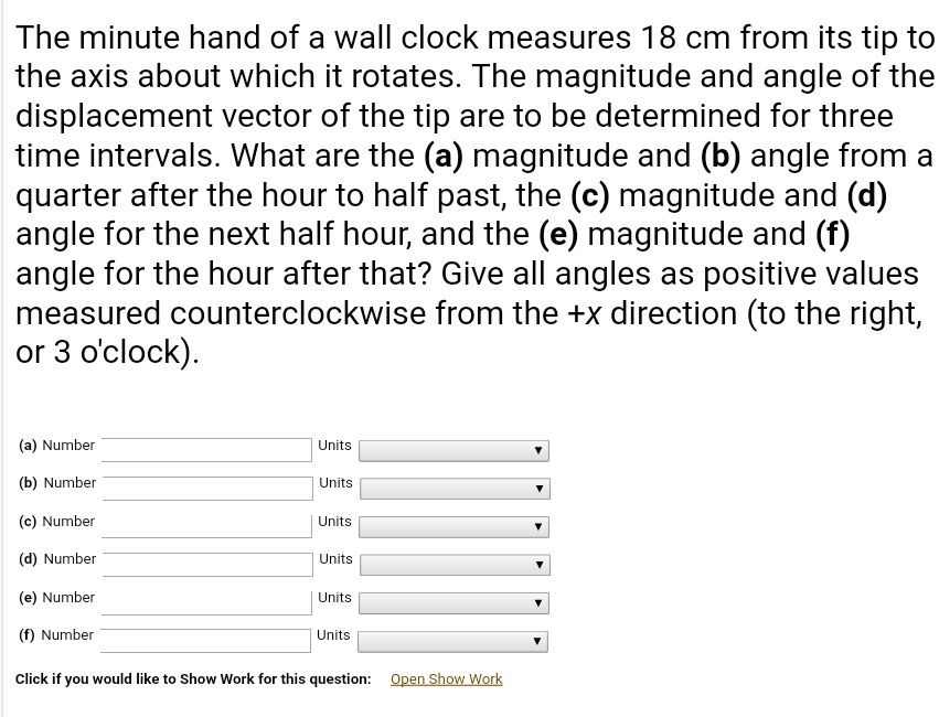 SOLVED The minute hand of a wall clock measures 18 cm from its tip to