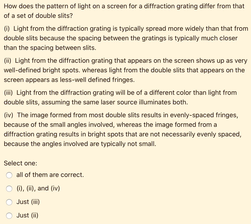 how does the pattern of light on a screen for a diffraction grating ...