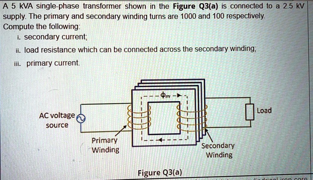 SOLVED: A 5 kVA single-phase transformer shown in Figure Q3(a) is ...