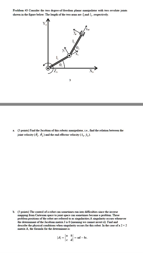 Problem #3: Consider the two-degree-of-freedom planar manipulator with ...