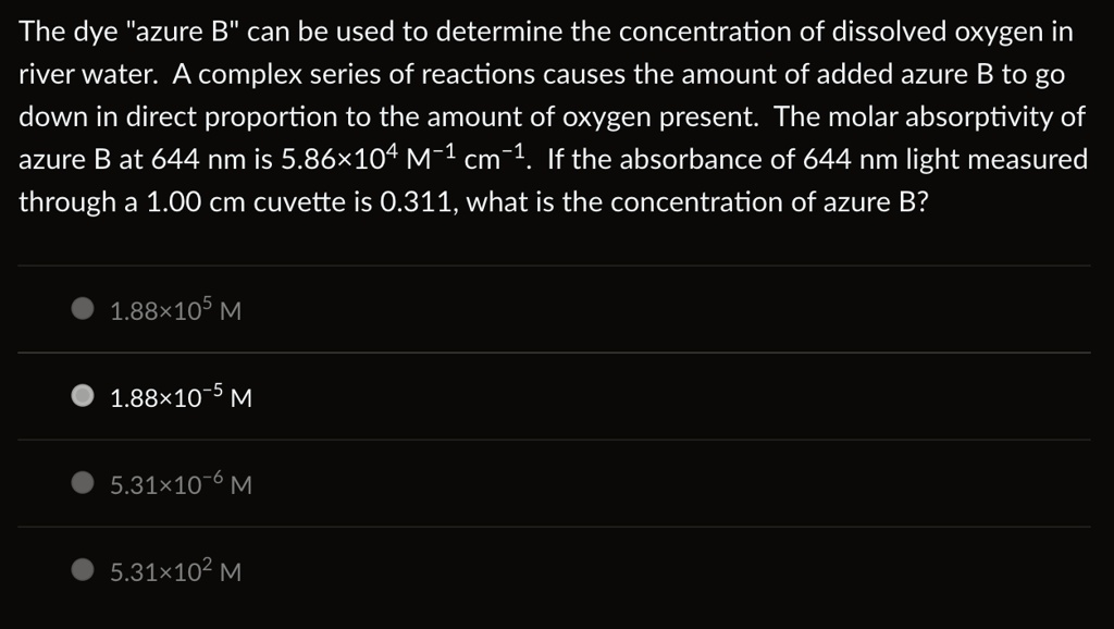 the dye azure b can be used to determine the concentration of dissolved ...