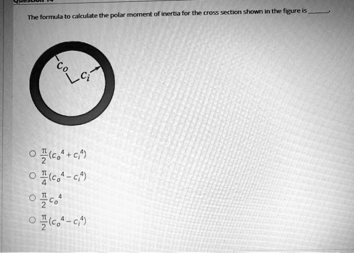 Solved The Formula To Calculate The Polar Moment Of Inertia For The Cross Section Shown In The