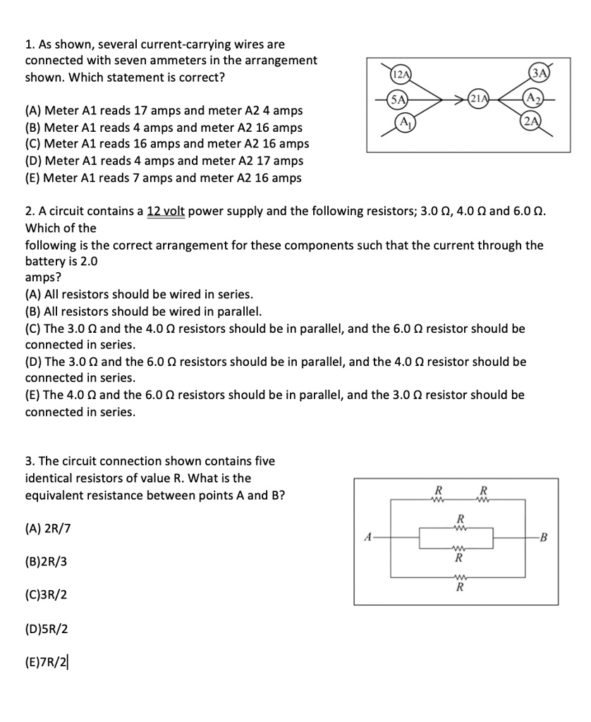 SOLVED: As shown, several current-carrying wires are connected with ...