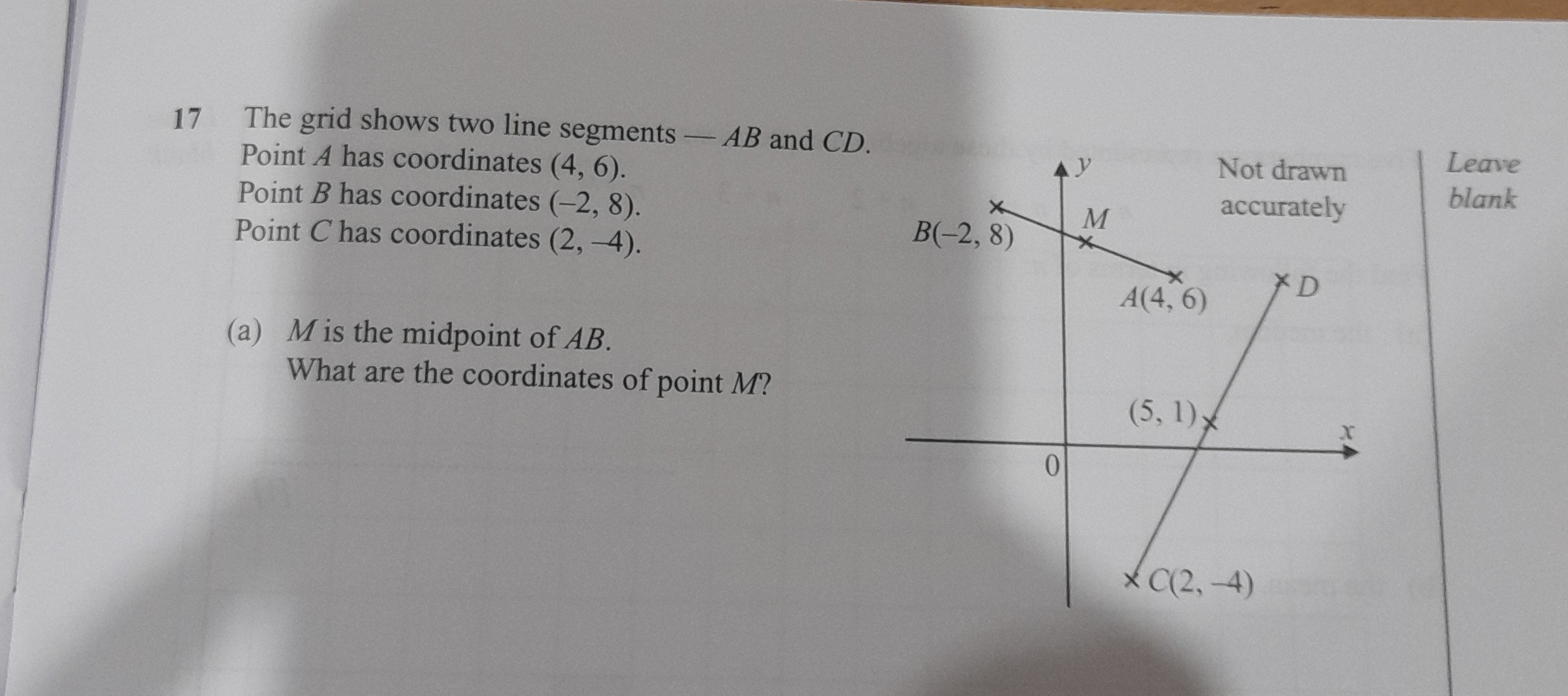 SOLVED: 17 The grid shows two line segments -A B and C D. Point A has ...