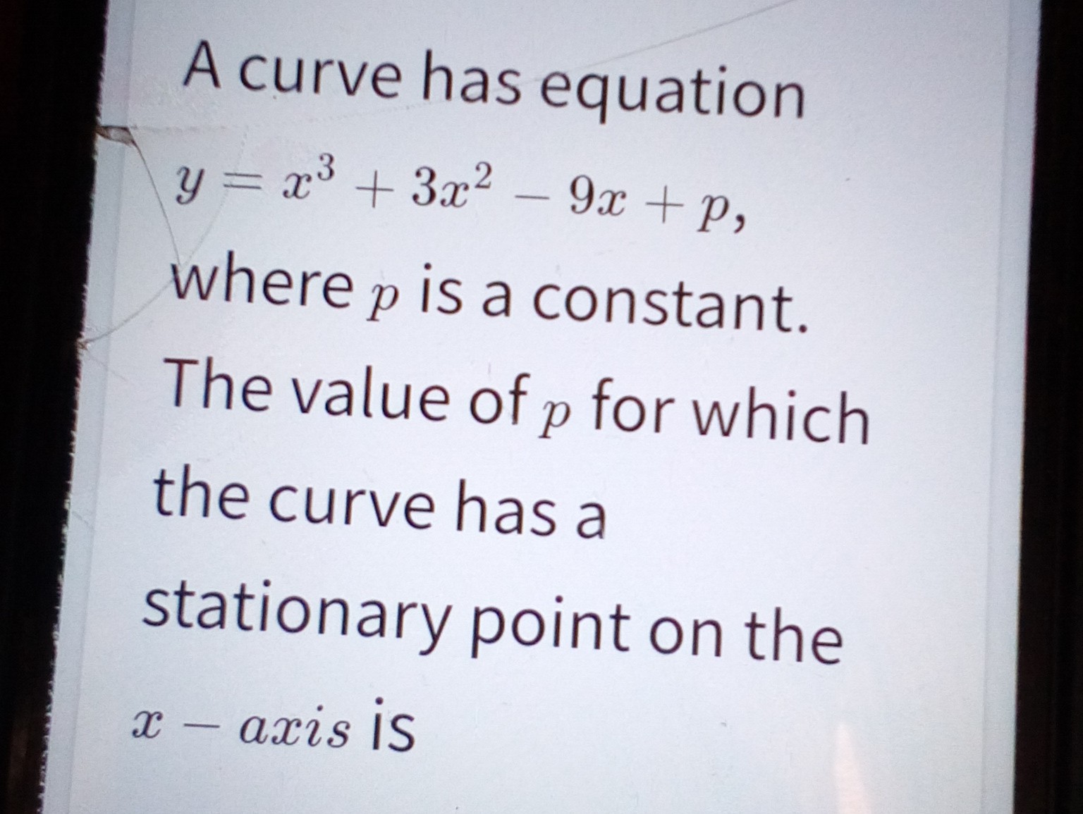 solved-a-curve-has-equation-y-x-3-3-x-2-9-x-p-where-p-is-a-constant