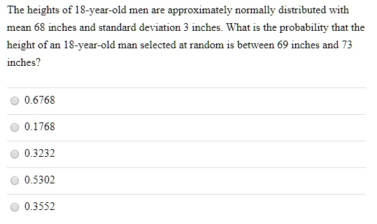 SOLVED: The heights of 18-year-old men are approximately normally ...