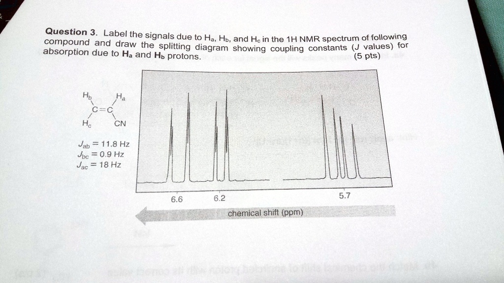 question 3 label the signals due to ha hb and hc in the 1h nmr spectrum ...
