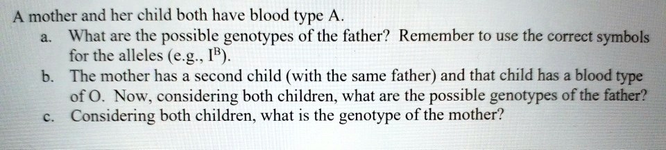 SOLVED:A Mother And Her Child Both Have Blood Type A What Are The ...