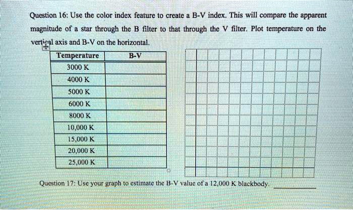 Question Use The Color Index Feature To Create B V Index This Will Compare The Apparent