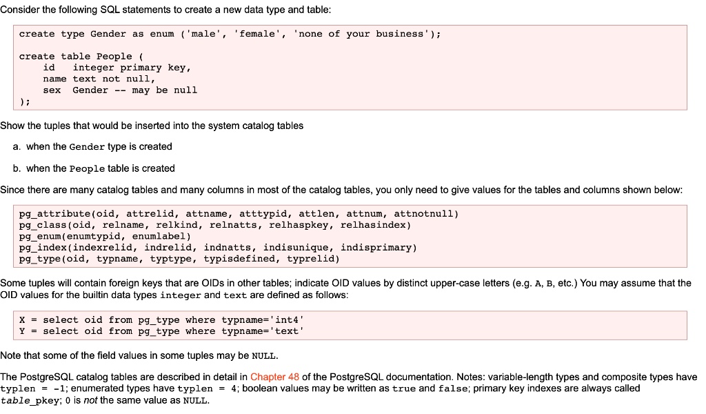 Solved Consider The Following Sql Statements To Create A New Data Type