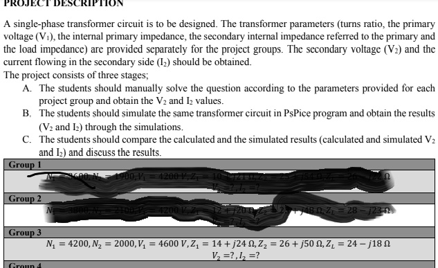 [GET ANSWER] rojectdescription a single phase transformer circuit is to ...