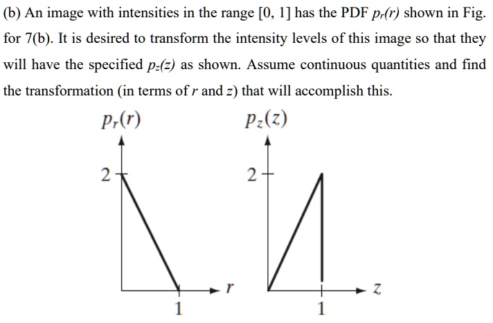 (b) An image with intensities in the range [0, 1] has the PDF pr(r ...