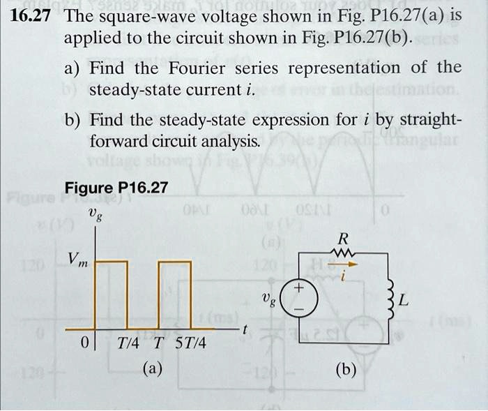 SOLVED The squarewave voltage shown in Fig. P16.27(a) is applied to