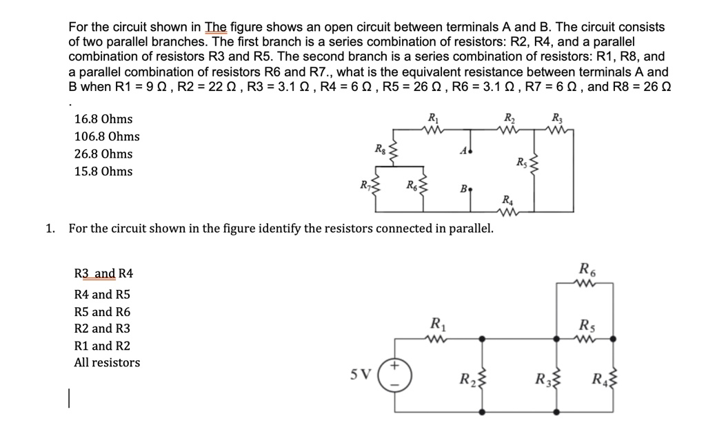 SOLVED: For the circuit shown in the figure, there is an open circuit ...