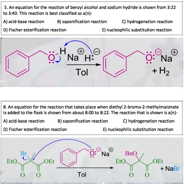 Solved An Equation For The Reaction Of Benzyl Alcohol And Sodium Hydride Is Shown From 322 To 2335